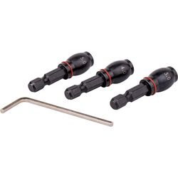 Drill Bit Adaptor Set 3pc 3.4.5mm Fem Rnd- Grub Screw Type 1/4'm Hex S